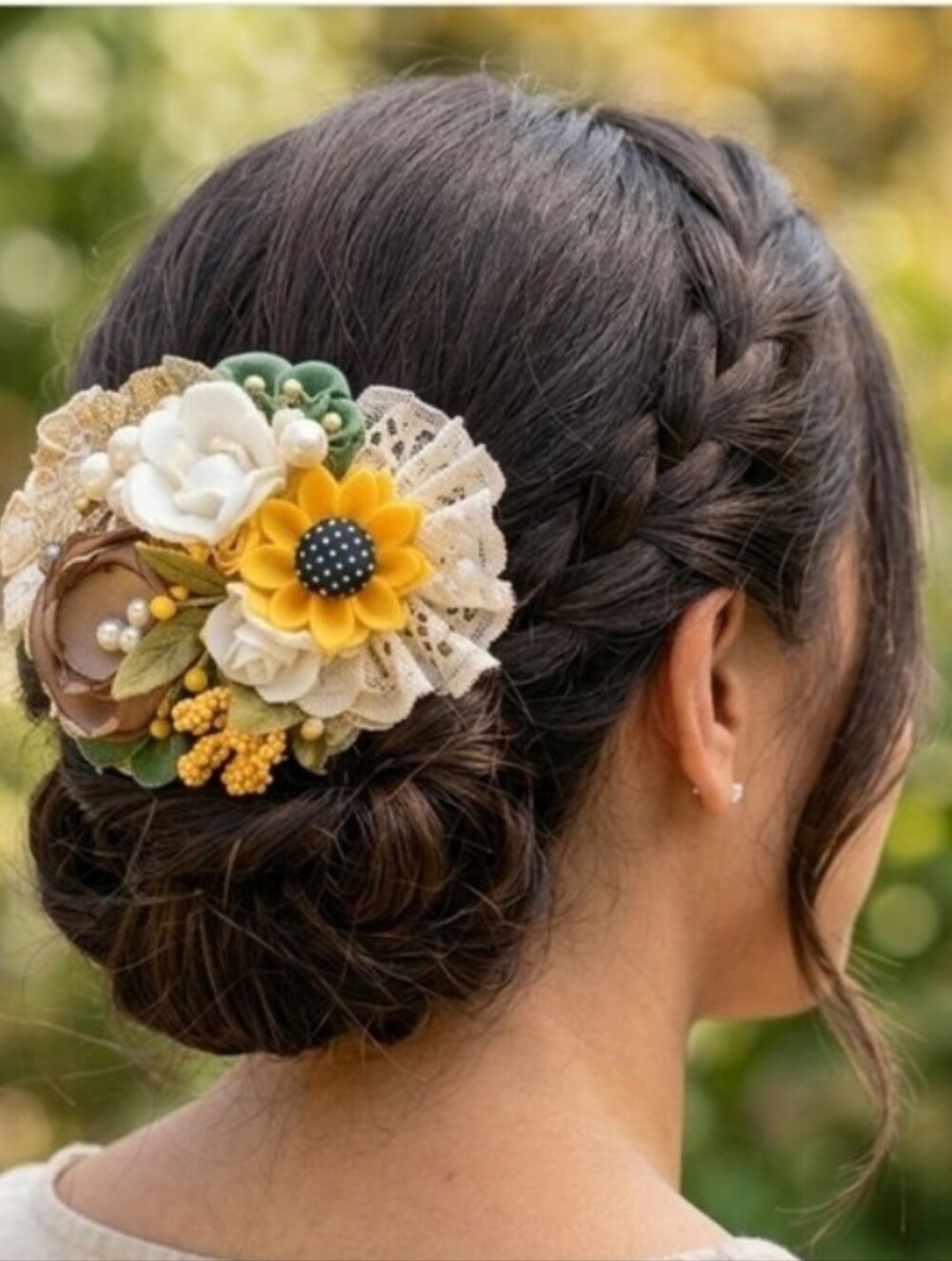 Boho Floral Statement Hair Clip, Fabric Flower Pin 3.5 Inches🎀